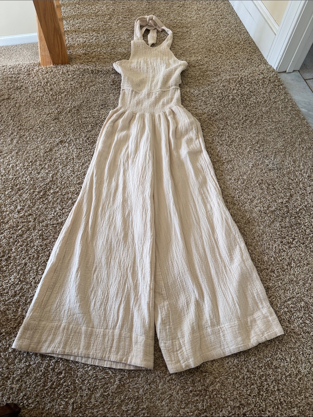 Elan Cream Halter Wide-Leg Jumpsuit🌸NWT